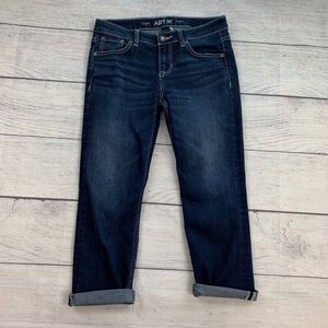 Apt. 9 Capri Jeans sz P 4 Embellished Pockets Dark Wash Inseam 21.5"